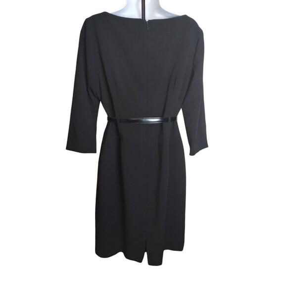 Tahari Sheath Dress Women's Size 6 Belted W Back Zip Lined 3/4 Sleeve Black 6 - Picture 4 of 7